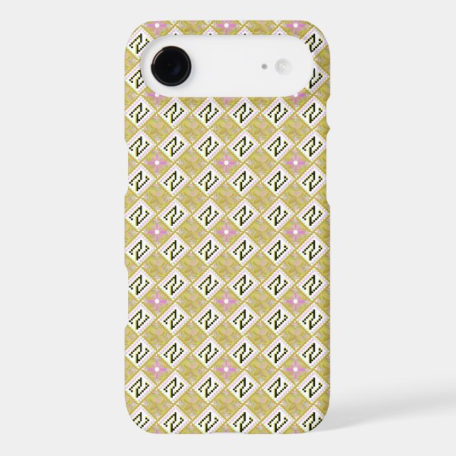 Motif tribal géométrique moderne olive et magenta (Verso)