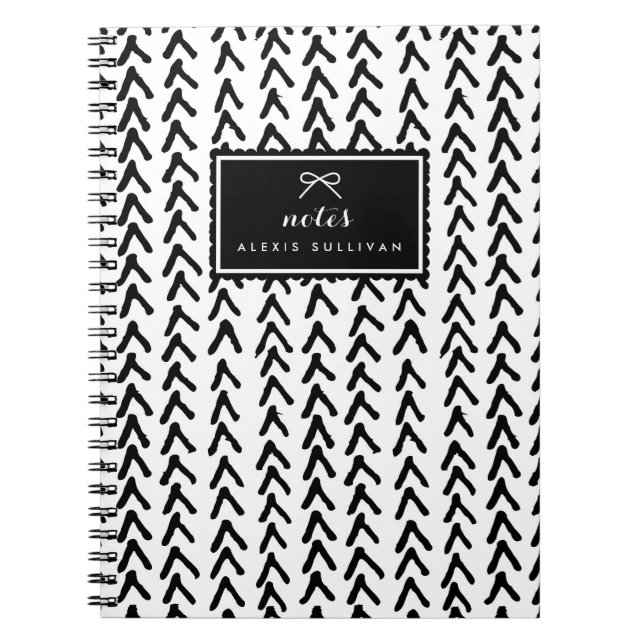 Motif tribal rustique noir Carnet personnalisé (Devant)