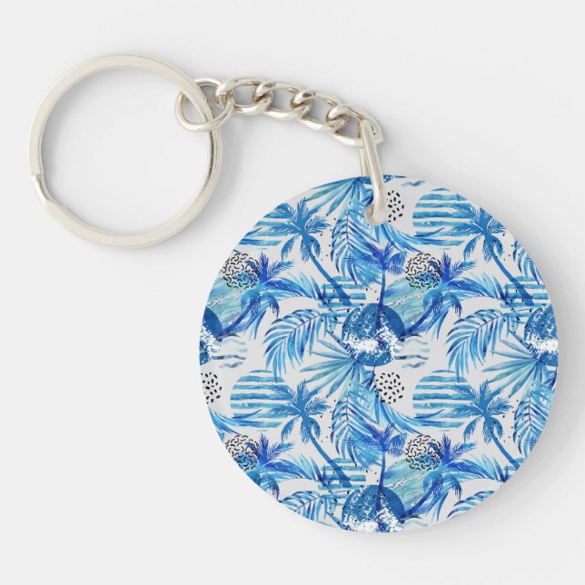 Motif tropical bleu lumineux d'aquarelle (Devant)
