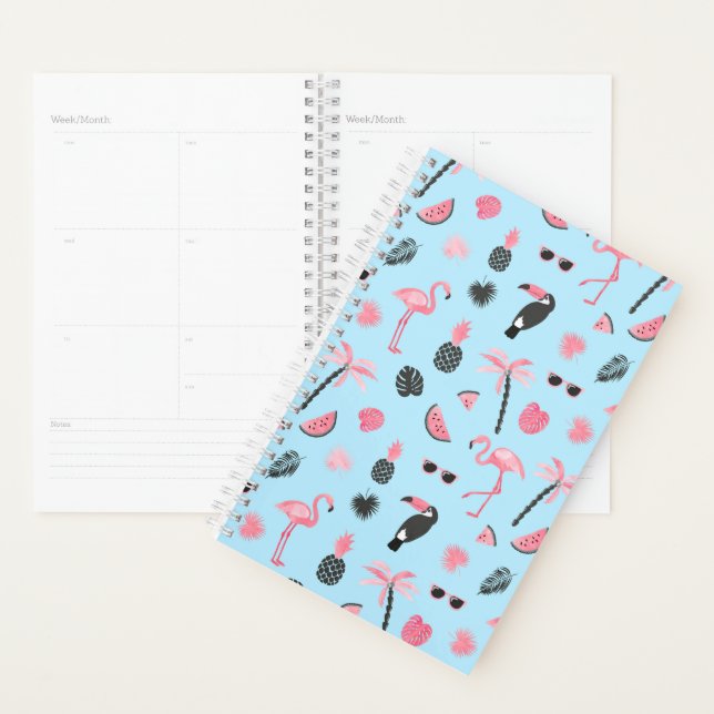 Motif tropical d'été rose et bleu (Devant avec enveloppe)