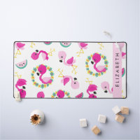 Motif tropical, Flamants roses, Fleurs, Votre Nom