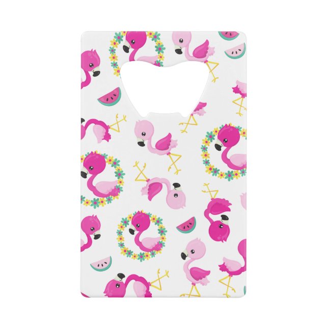Motif tropical, Flamants roses, pastèques, Fleurs (Devant)