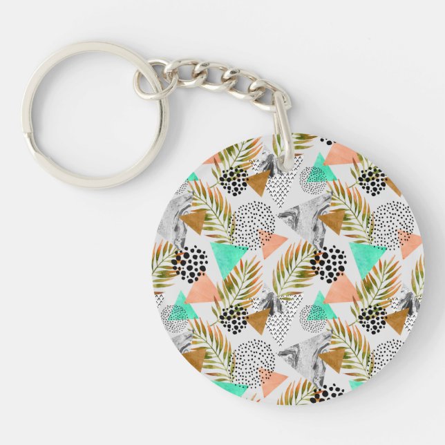 Motif tropical géométrique abstrait de feuille (Devant)