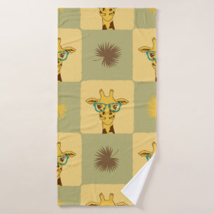 Motif tropical sans couture avec girafe et palme l