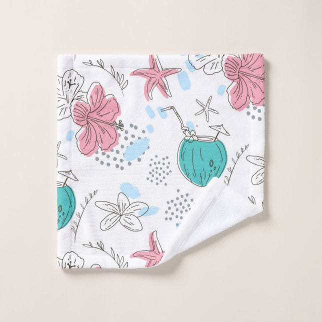 Motif Tropical Starfish and Coconut Cocktails (Gant de toilette)