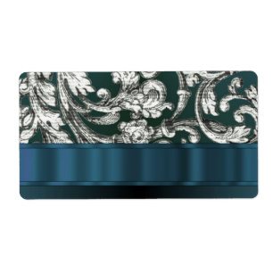 motif turquoise bleu floral damassé
