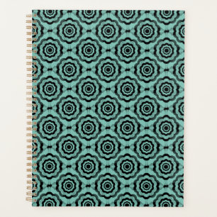 Motif turquoise Fleur Noire sans couture