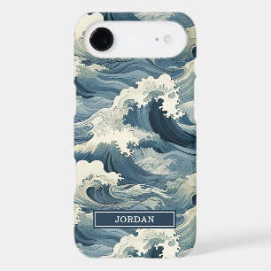 Motif Vagues Japonaises Monogrammé