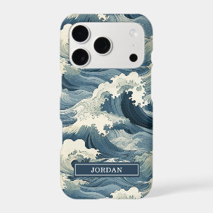 Motif Vagues Japonaises Monogrammé