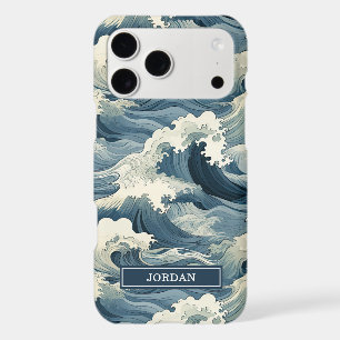 Motif Vagues Japonaises Monogrammé