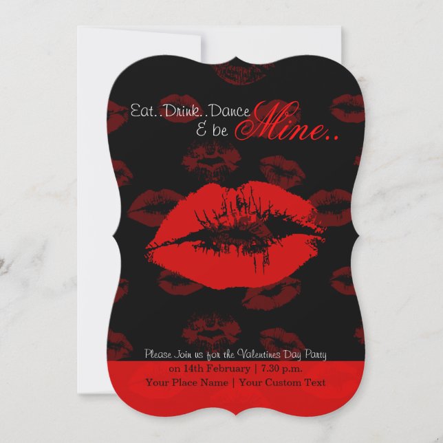 Motif valentine aux lèvres rouges invitation (Devant)