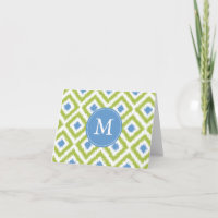 Motif vert-bleu décoré d'un monogramme d'Ikat de