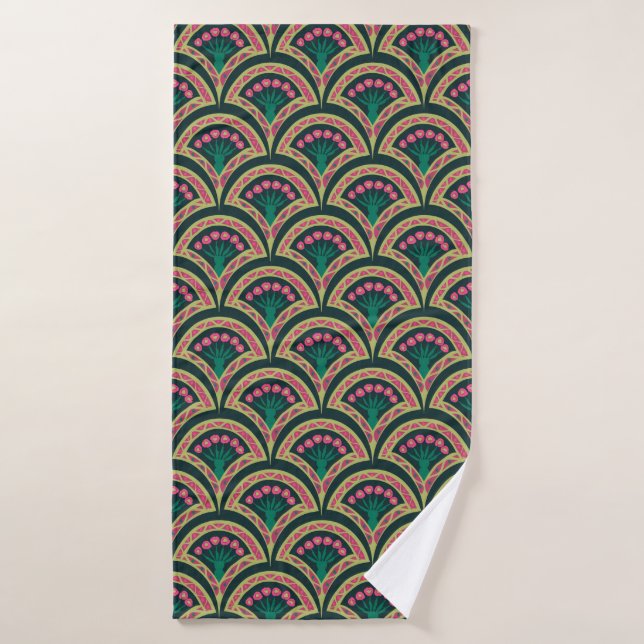 motif vert en forme de coquillage (Serviette de bain)