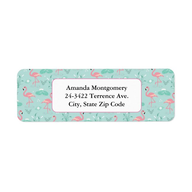 Motif vert Flamants roses rose Pastel (Devant)