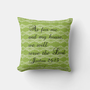 Motif vert Joshua 24:15 Bible Verse Coussin