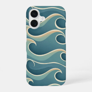 Motif Vintage à Vagues Stylisées iPhone 16 Case