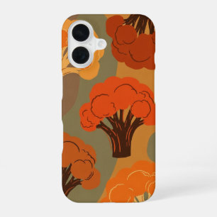 Motif Vintage au Brocoli Orange iPhone 16 Case
