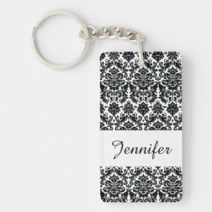 Motif vintage blanc noir élégant de damassé