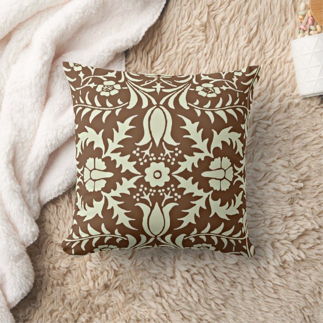 Motif vintage orange, oreiller à lancer brun (Couverture)