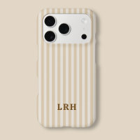 Motif Vintage Rayure Tan Minuscules Initiales Mono
