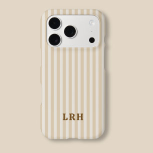 Motif Vintage Rayure Tan Minuscules Initiales Mono