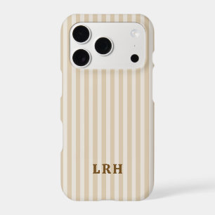 Motif Vintage Rayure Tan Minuscules Initiales Mono