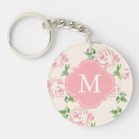 Motif vintage rose de roses décoré d'un monogramme