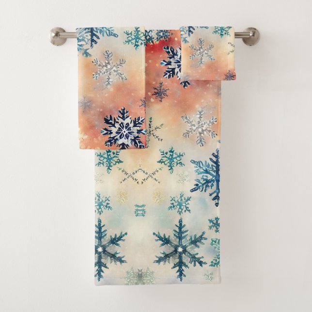 Motif vintage Snowflakes - Serviette de bain (En situation)
