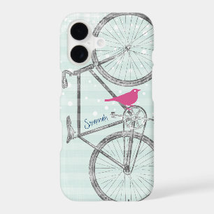 Motif vintage vélo vert Mint Bird