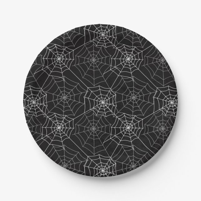 Motif Web Halloween Spider | Assiette en Papier. (Devant)