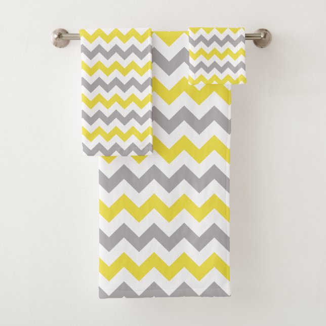 Motif Zigzag, Motif Chevron, Jaune, Gris (En situation)