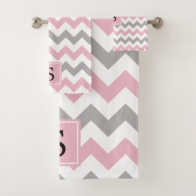 Motif Zigzag, Motif Chevron, Rose, Monogramme (En situation)