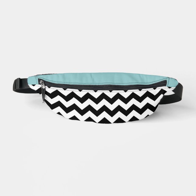 Motif Zigzag noir et blanc, Chevron, Bleu (Recto)