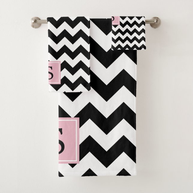 Motif Zigzag noir et blanc, Monogramme (En situation)