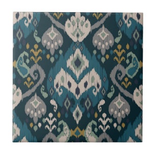 Motifs African boho paisley Floral Ikat pattern Tile