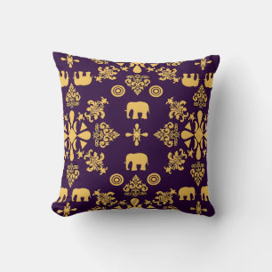 Motifs African Boho Paisley Floral Ikat Throw Pillow