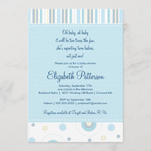 Motifs de Fun Twin Boy Baby shower Invitation