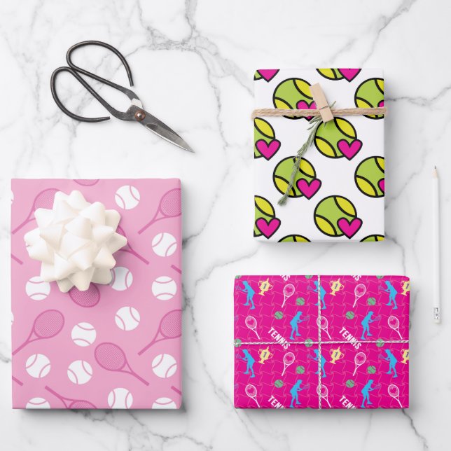 💟 Motifs de tennis roses sur feuilles de papier d (Recto)