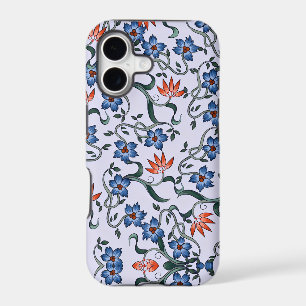Motifs floraux bleus vifs avec vignes vertes