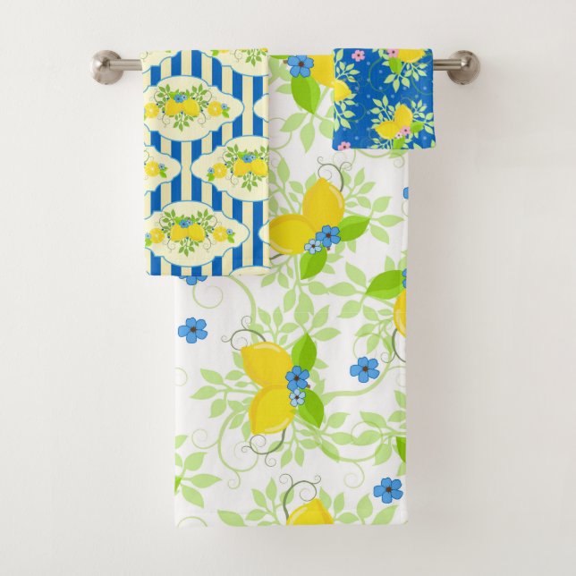 Motifs Floraux de Citrons Bleus et Jaunes Ensoleil (En situation)