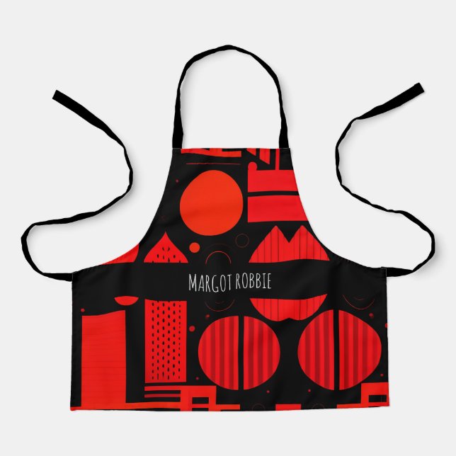 Motion graphics circle Red Geometric Pattern Apron (Front)