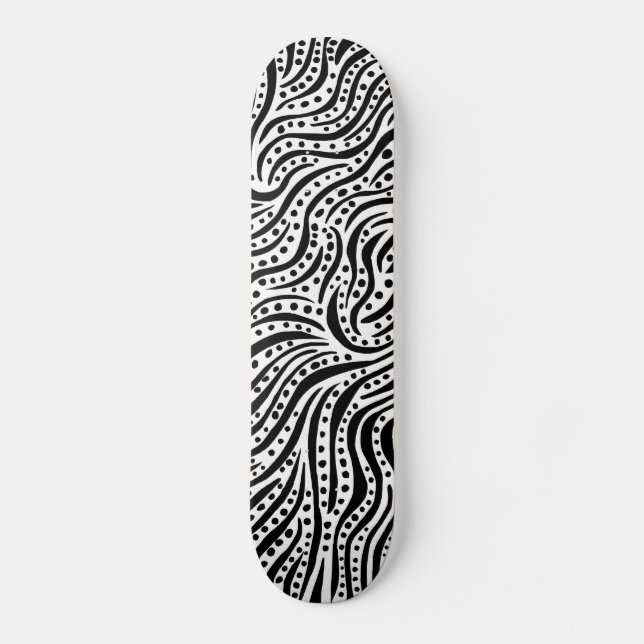 Motion on the Water - Black on Wood Skateboard (Front)