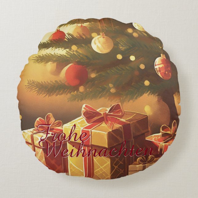 Motiv, mit Geschenken unterm Weihnachtsbaum 37016 Round Pillow (Front)