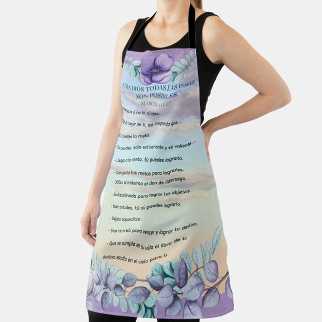 Motivacional Biblico Marcos 10:27Azul Lila Apron (Insitu)