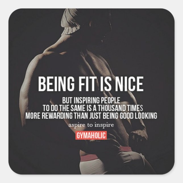 Motivaitonal Fitness Gym Square Sticker (Front)