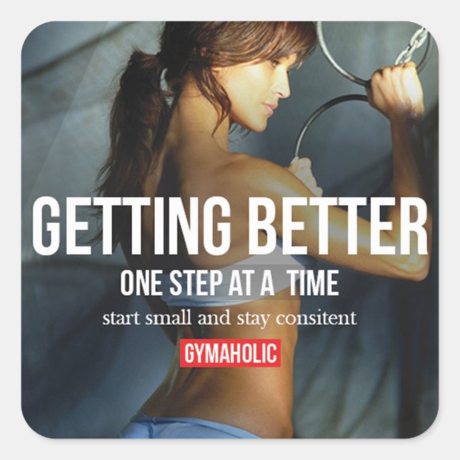Motivaitonal Fitness Gym Square Sticker (Front)