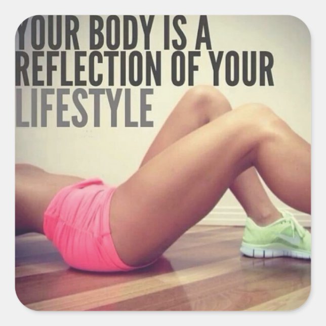 Motivaitonal Fitness Gym Square Sticker (Front)