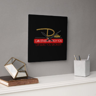 motivate quote square wall clock