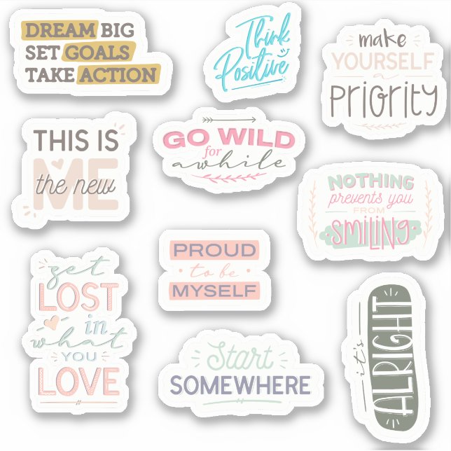 Motivate Yourself ! 10 Motivational Sticker Pack (Front)