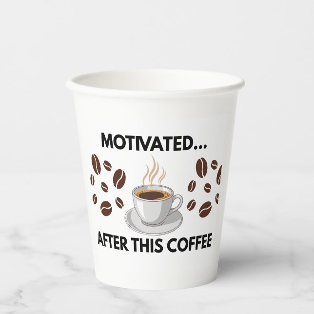 Motivated After This Coffee – Minimalist Paper Cup (Front)